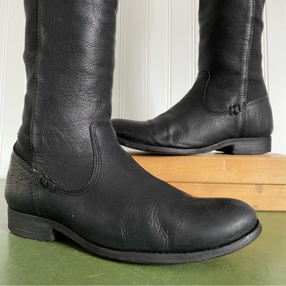 Frye MOLLY GORE Riding Boots in Black Buffalo Leather *Mexico* - Picture 2 of 10